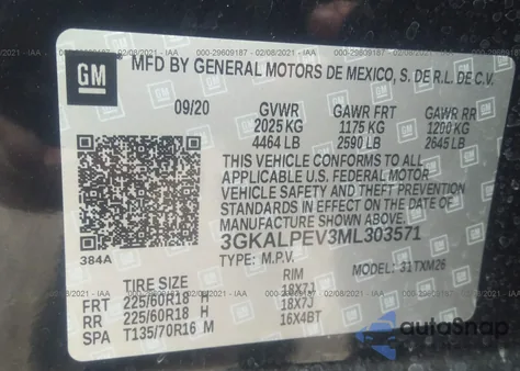 2021 GMC Terrain Fwd Slt z USA, uszkodzony, nr VIN 3GKALPEV3ML303571